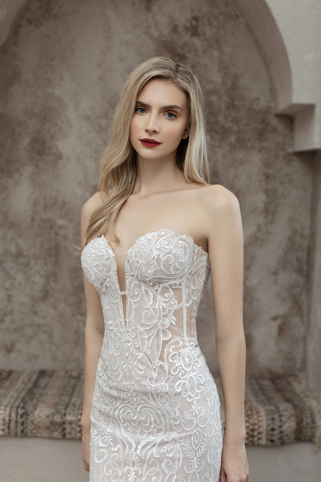 strapless wedding dress - bridal gown - sweetheart neckline - destination wedding dress - sparkly wedding dress