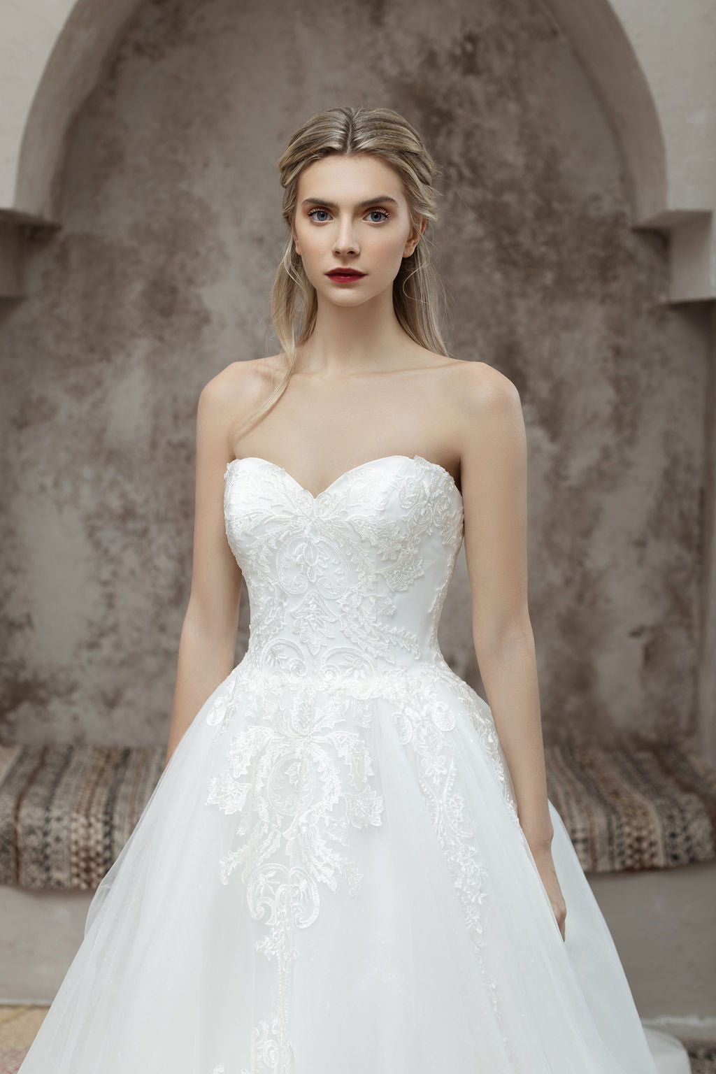 strapless wedding dress - lace wedding dress - luxury ballgown - princess wedding dress