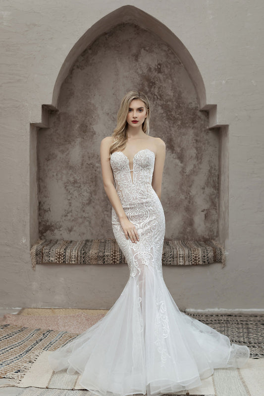 mermaid wedding dress - fitted wedding dress - lace wedding dress - sexy wedding dress